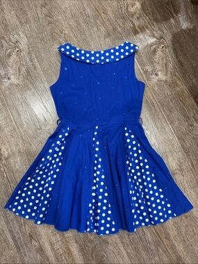 Body Wrappers Royal Blue Polka Dot Fit-&-Flare Dress / Dance Costume